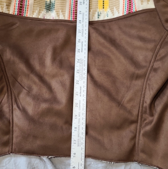 Judith March Women SZ S. Faux Suade Southwestern Boho jacket w/ Shearling - Picture 10 of 11